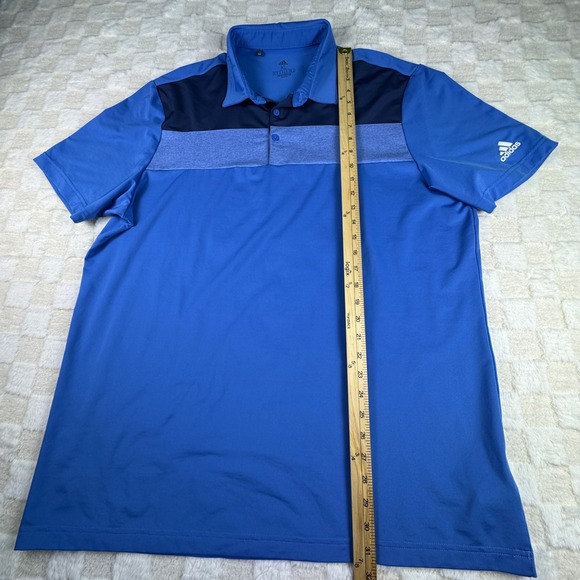 Adidas Golf Polo Shirt Mens XL Blue Primegreen ClimaLite Athletic Top - Picture 6 of 10